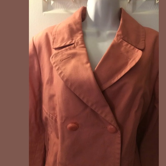 New TALBOTS Jackie Fit Jacket Coat Pink Blush Double Breasted Pockets Lined Knit - Picture 3 of 8